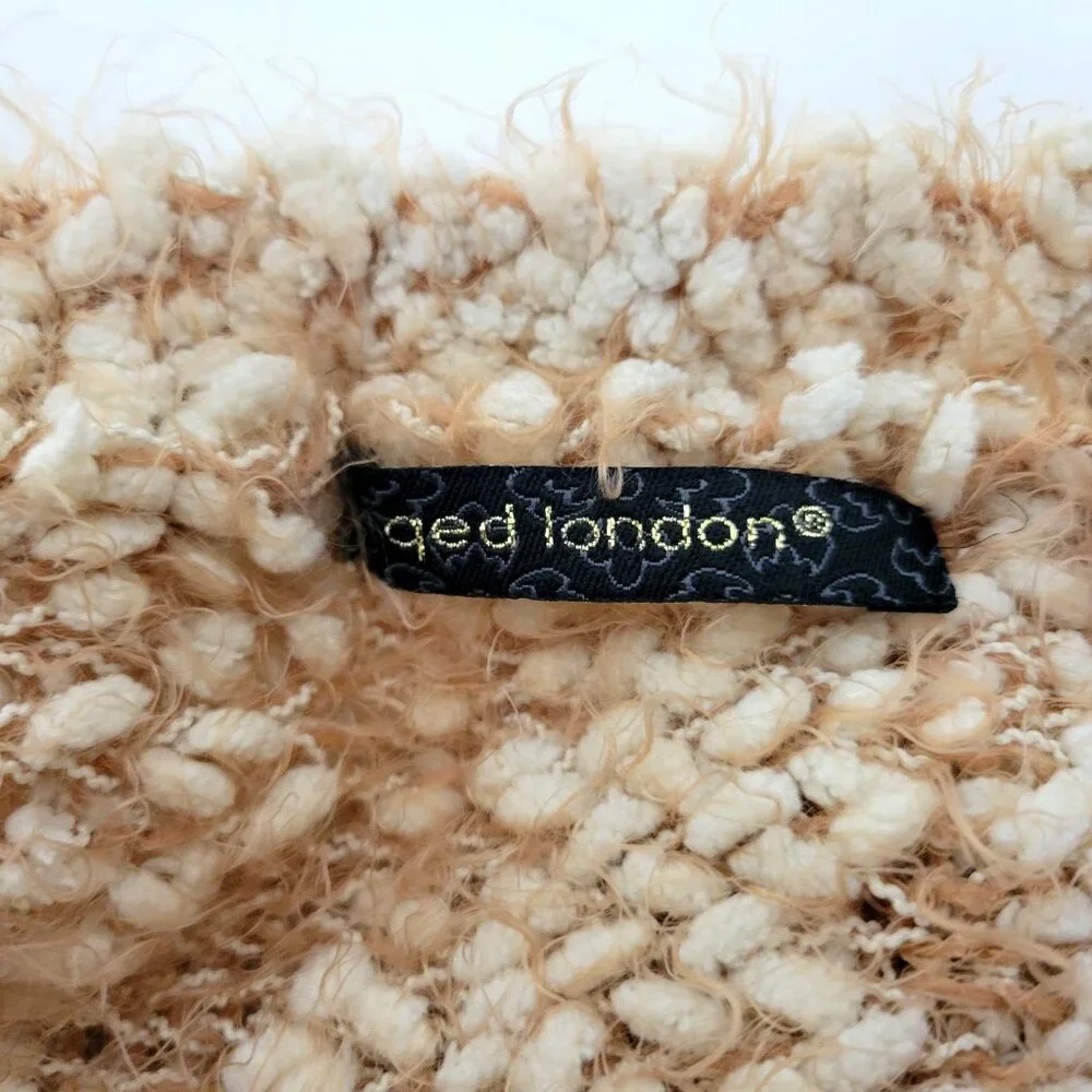 Textured Knit Poncho Sweater By Qed London S/M Acrylic & Polyester Blend Beige & - Picture 3 of 6